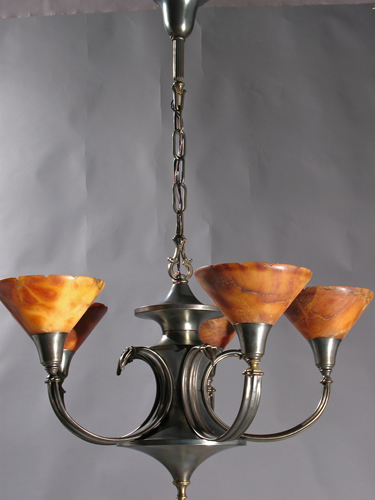 5-Light Art Deco Alabaster Chandelier